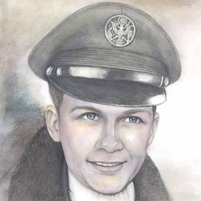 Hand Drawn Vintage DaVinci Sketch of A Handsome Military Officer, from a old Photo, by myDaVinci - myDaVinci